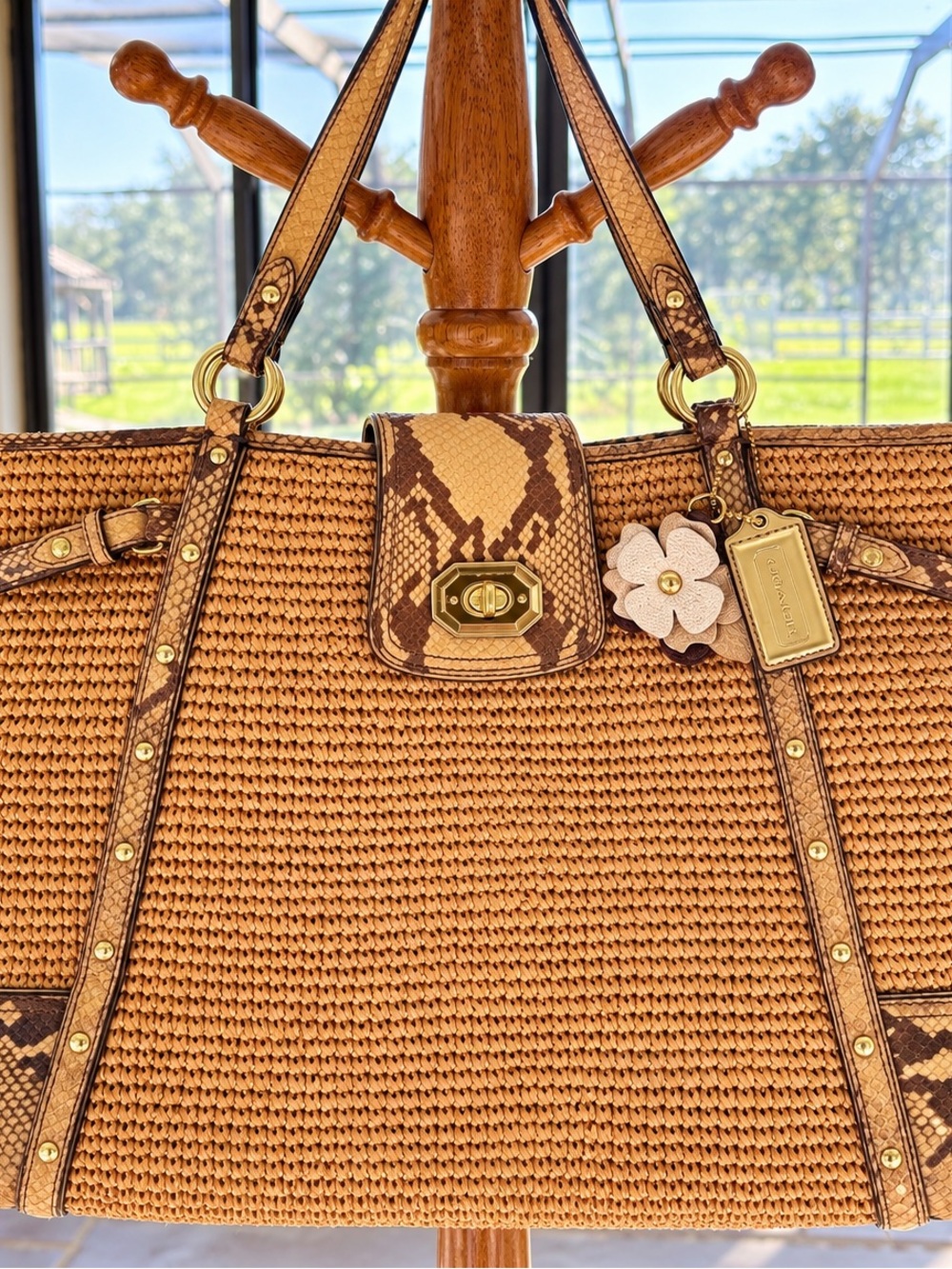 COACH Hamptons Natalie Straw Python Tote 16838 NEW Never Used $458 Tag